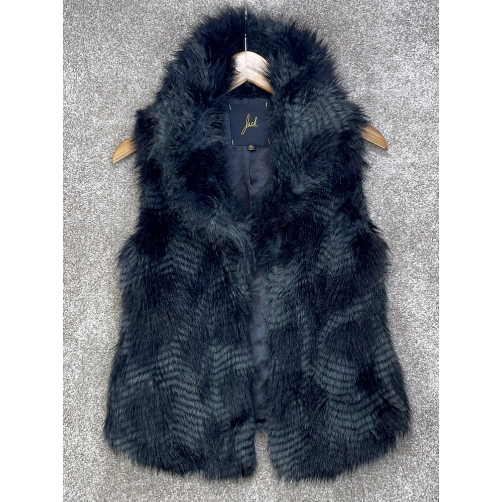 Jack BB Dakota Faux Fur Vest Womens XS Black Edgy Cozy Layering Fall Gorpcore